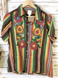 Shift Abstract Floral-Print Shirt Collar Short Sleeve Shirts & Tops