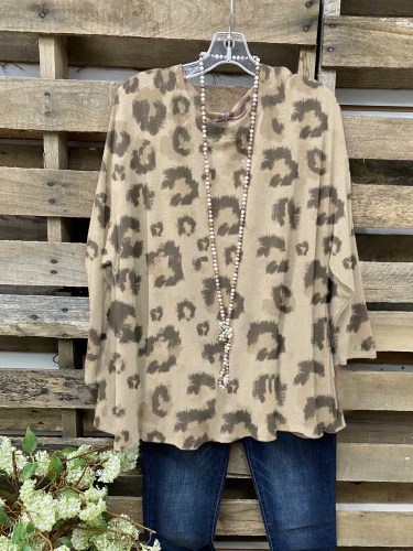 Cotton-Blend Vintage Leopard Shirts & Tops