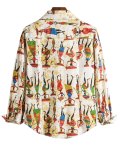 Men's Retro Character Print Cuffed Shirt