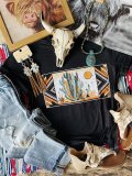 Short Sleeve Crew Neck Printed Geometric Shirts & Tops