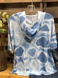 Blue Hoodie Short Sleeve Casual Pockets Shirts & Tops