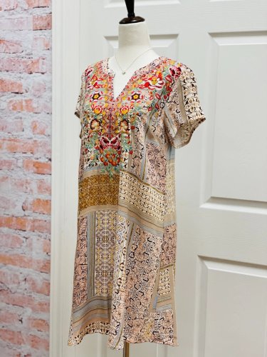 Casual Floral Color-Block Short Sleeve Dresses