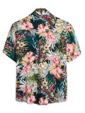 Men's Retro Mixed Floral Print Button Up Shirt