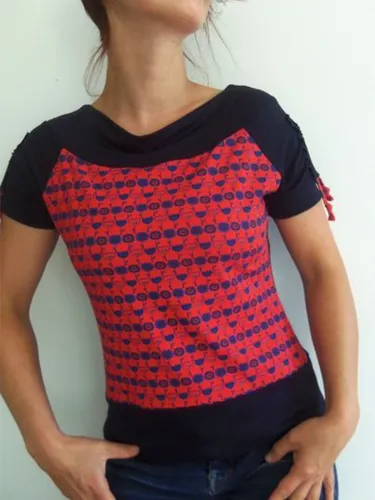 Casual patchwork printed short-sleeved T-shirt