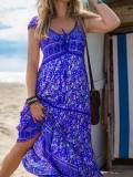 V Neck Boho Floral-Print Dresses