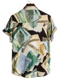 Men's Abstract Leaf Print Button Up Shirt