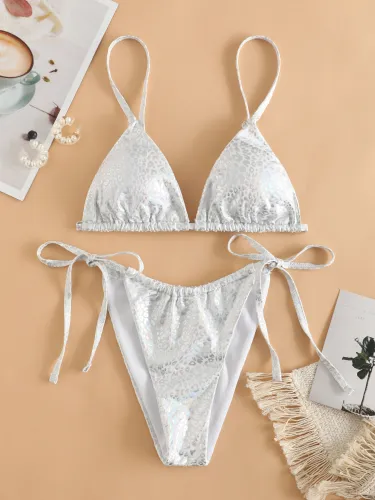 Leopard Metallic Side Tie Bikini