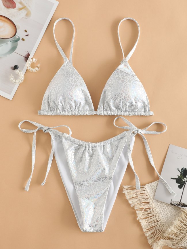 Leopard Metallic Side Tie Bikini