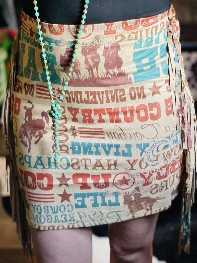 Cowgirl Jersey casual fringed skirt