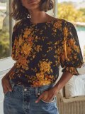 Flower Half Sleeve Shift Shirts & Tops