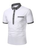 Men's Contrast Trim Button Polo Shirt