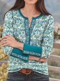 Casual Floral Long Sleeve Round Neck Shirts & Tops