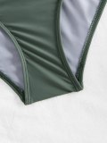 Solid Cutout Halter One-Piece Swimwear