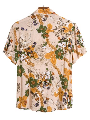 Men's Vintage Floral Print Button Up Shirt