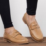 Women Vintage Slip On Loafers Low Heel PU Leather Loafers
