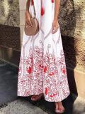 Plus Size Women White Daily Casual Sleeveless  Printed Floral Dress