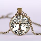Tree of Life Time Gem Alloy Glass Necklace
