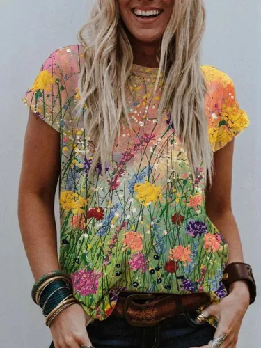 Flower Painting Print T-shirt