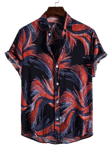 Men's Abstract Oil Painting Print Button Up Shirt
