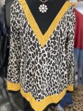 Leopard Floral-Print Long Sleeve Shirts & Tops
