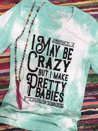 Casual Letter Crew Neck Shirts & Tops