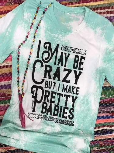Casual Letter Crew Neck Shirts & Tops