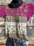Cotton-Blend Shift Short Sleeve Shirts & Tops