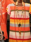 Rainbow stripes Shift Frill Sleeve Dresses