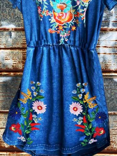 Jersey Floral Casual Short Sleeve Dresses