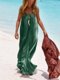Plus Size  V-neck Sleeveless Casual Sling  Long  Dress