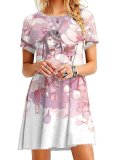 Simple Printed Short Sleeve Dresses