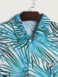 Men's Tropical Leaf Print Button Up Shirt