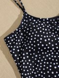 Polka Dot Print Tied Shoulder Swimsuit