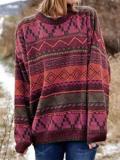 Multicolor Long Sleeve Geometric Boho Sweater