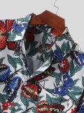 Men's Retro Butterfly Graphic Button Up Shirt