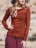 Casual Cotton-Blend Cowl Neck Shirts & Tops