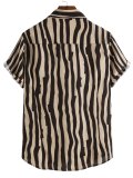Men’s Stripe Print Pocket Short Sleeve Shirt