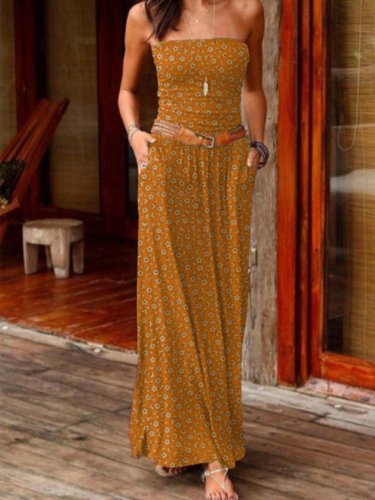 Printed Floral Sleeveless Boho Dresses