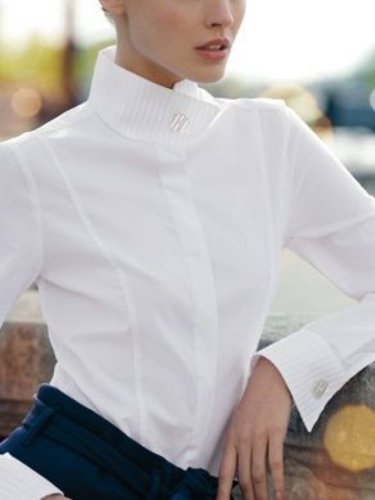 Women Cotton-Blend Long Sleeve Shift Shirts & Tops