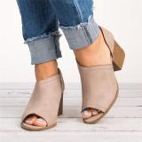 Large Size Peep Toe PU Zipper Pumps