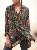 Casual Long Sleeve V Neck Plus Size Tops