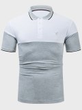 Men's Casual Color Block Embroidered Polo Shirt