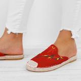 Women Fashion Embroidered Espadrille Flat Slippers Shoes