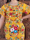 Short Sleeve Floral-Print Tribal Vintage Dresses