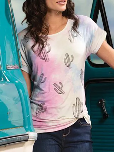 Plants Short Sleeve Casual Crew Neck Shirts & Tops