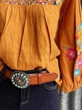 Vintage Floral Long Sleeve Shirts & Tops