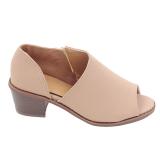 Large Size Peep Toe PU Zipper Pumps