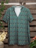 Casual vintage v-neck short sleeve top