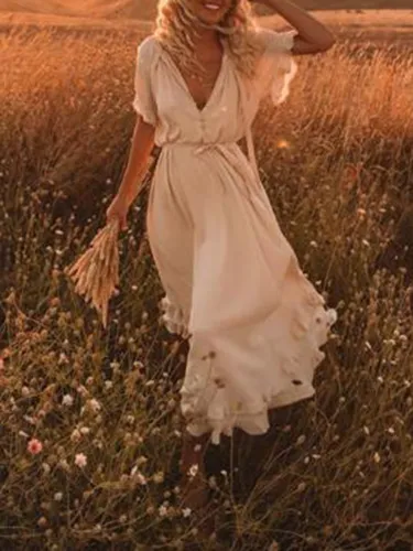 Beige Women Dresses Dresses(Belt Excluded)
