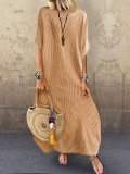 Stripes Round Neck Holiday Casual Half Sleeve Dresses